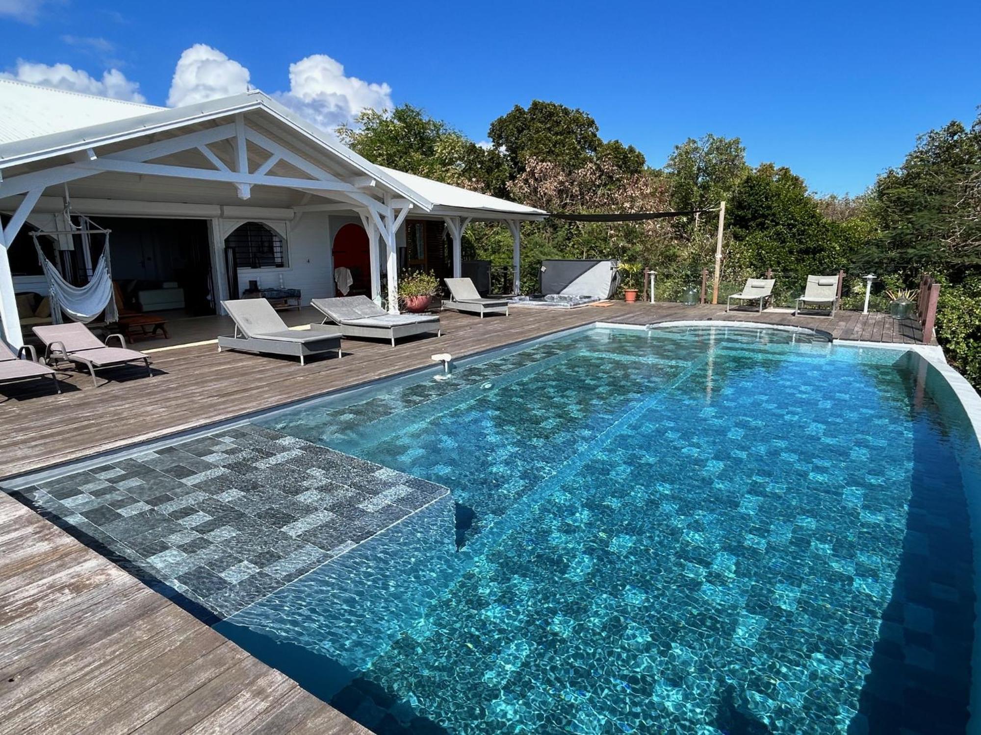 Villa Deluxe L'Hacienda Villa Vue Mer 180 Piscine Jacuzzi Proche Plage Marina Golf Pointe Des Chateaux Et Casino Jardin Clos Voyage Durable Saint-Francois  Extérieur photo